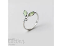 Delicate ring with small opals, silver plated