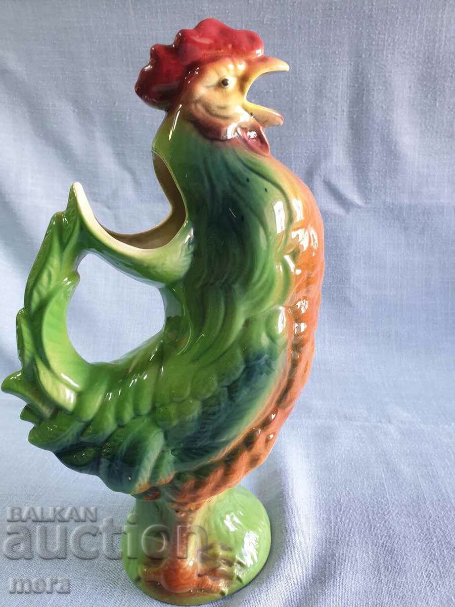 Auction  Porcelain jug, watering can, bowl in the shape of a rooster