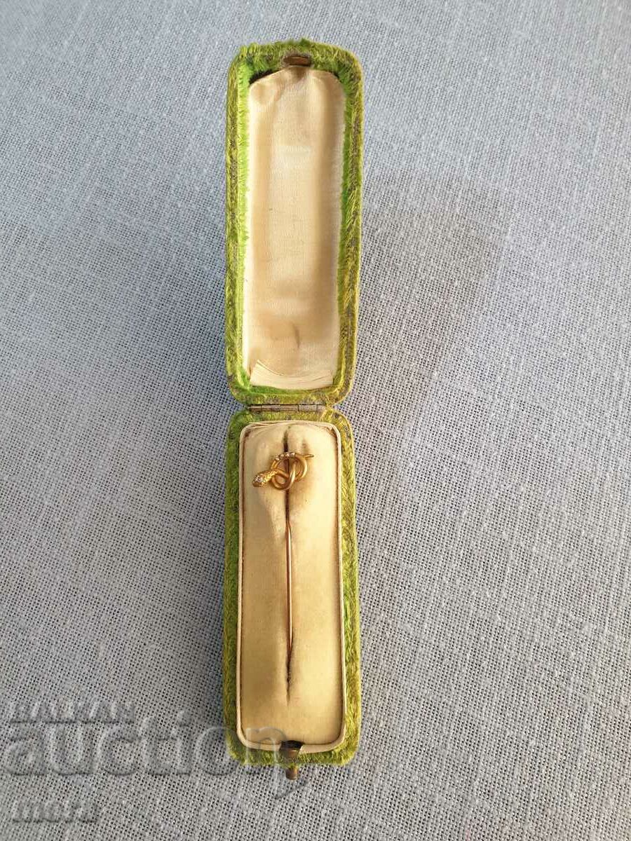 Antique jewelry - snake shaped needle in original box with price 190.00 BGN | € 97.15 Antique jewelry - snake shaped needle in original box with price 190.00 BGN | € 97.15