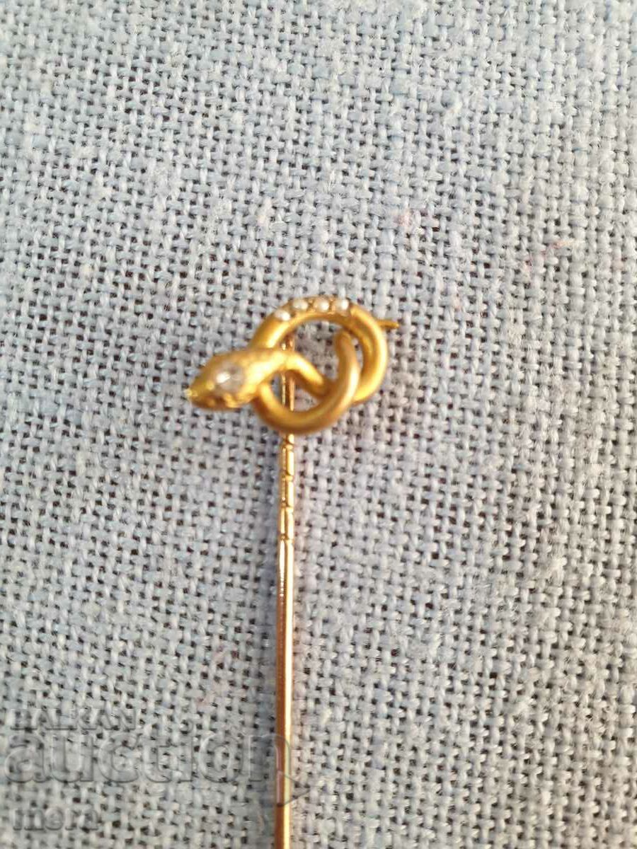 Antique jewelry - snake shaped needle in original box - 6 Antique jewelry - snake shaped needle in original box - 6