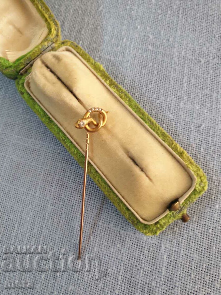 Antique jewelry - snake shaped needle in original box - 7 Antique jewelry - snake shaped needle in original box - 7