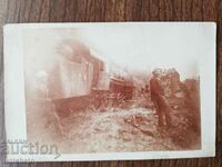 Fotografie veche Regatul Bulgariei - accident de tren PSV