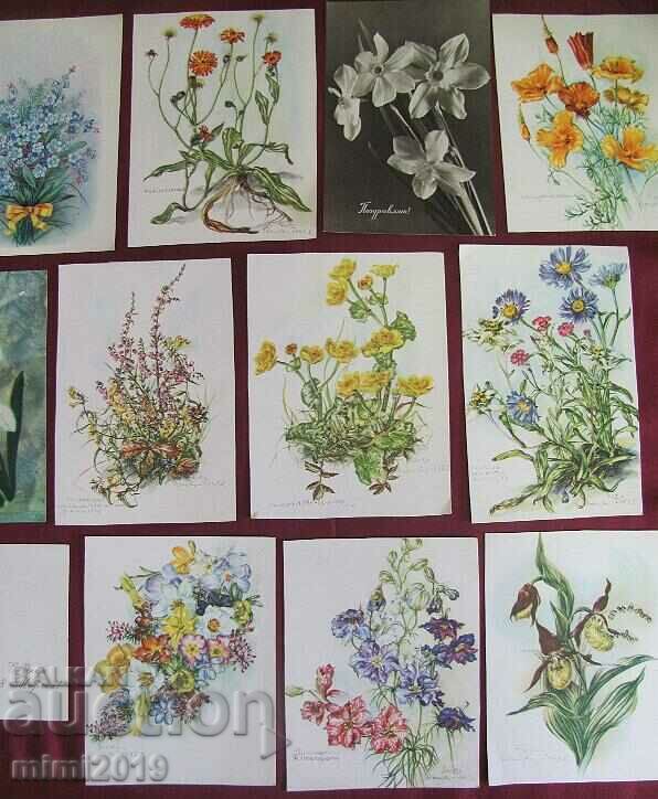 Auction  Old Postcards - Flowers 17 pcs.