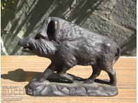 antique cast iron figurine of a wild boar boar