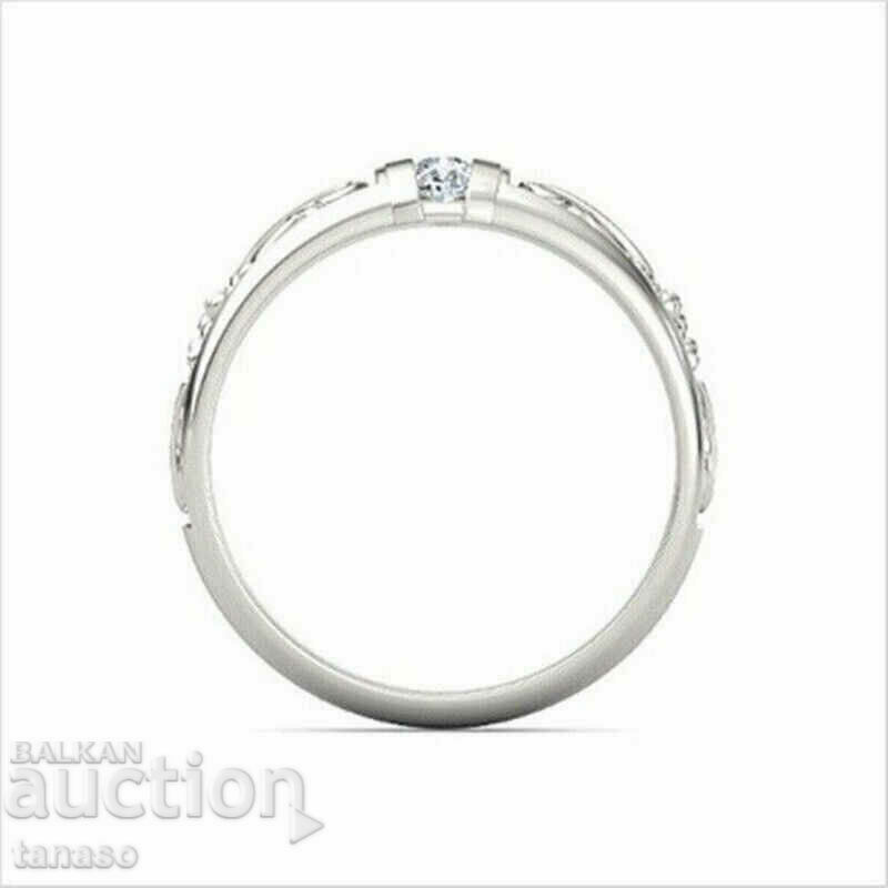 Auction Delicate ring with white zircon, silver plated Auction Delicate ring with white zircon, silver plated