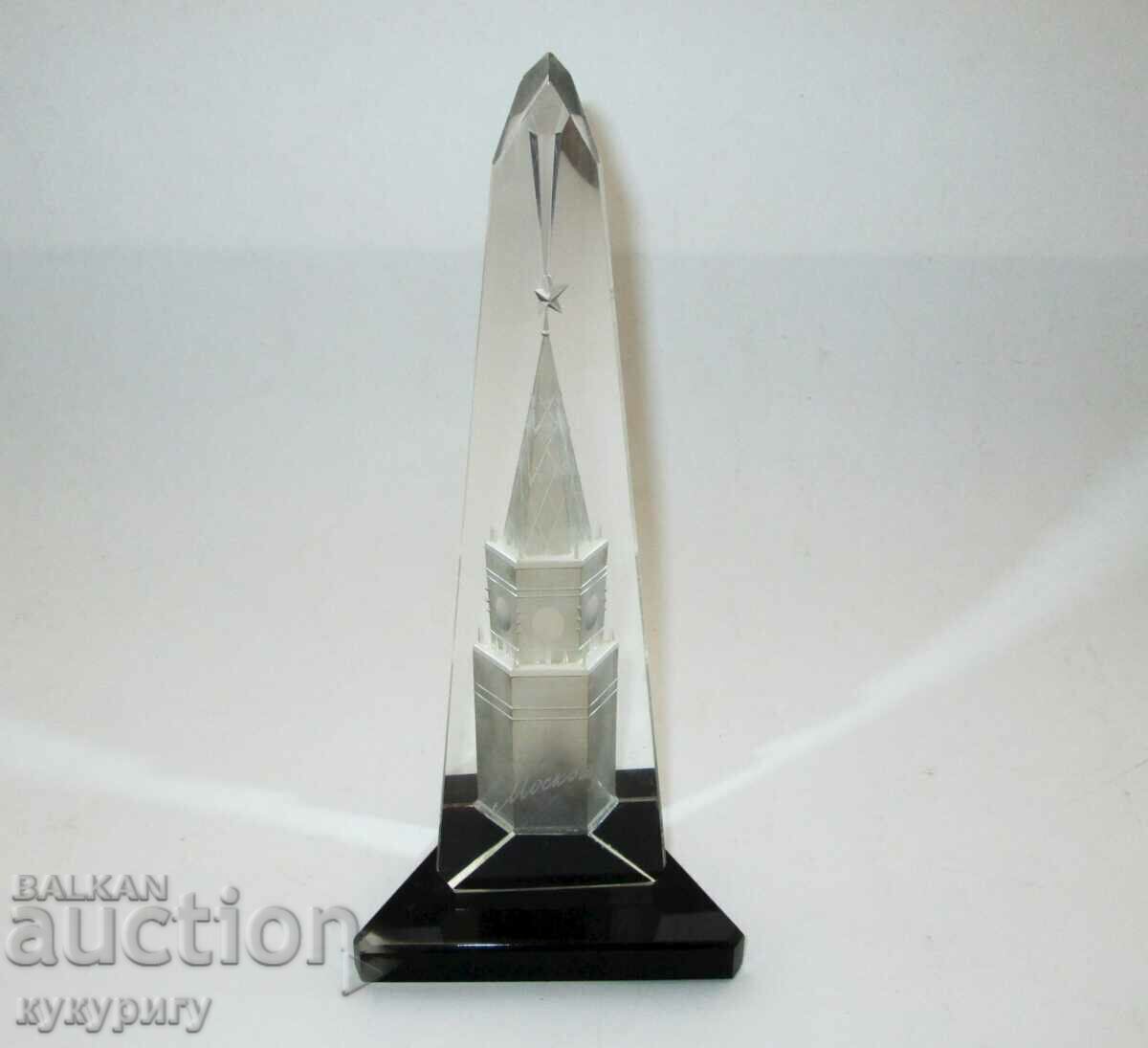 Стара Соц СССР статуетка кристално стъкло Москва Кремъл