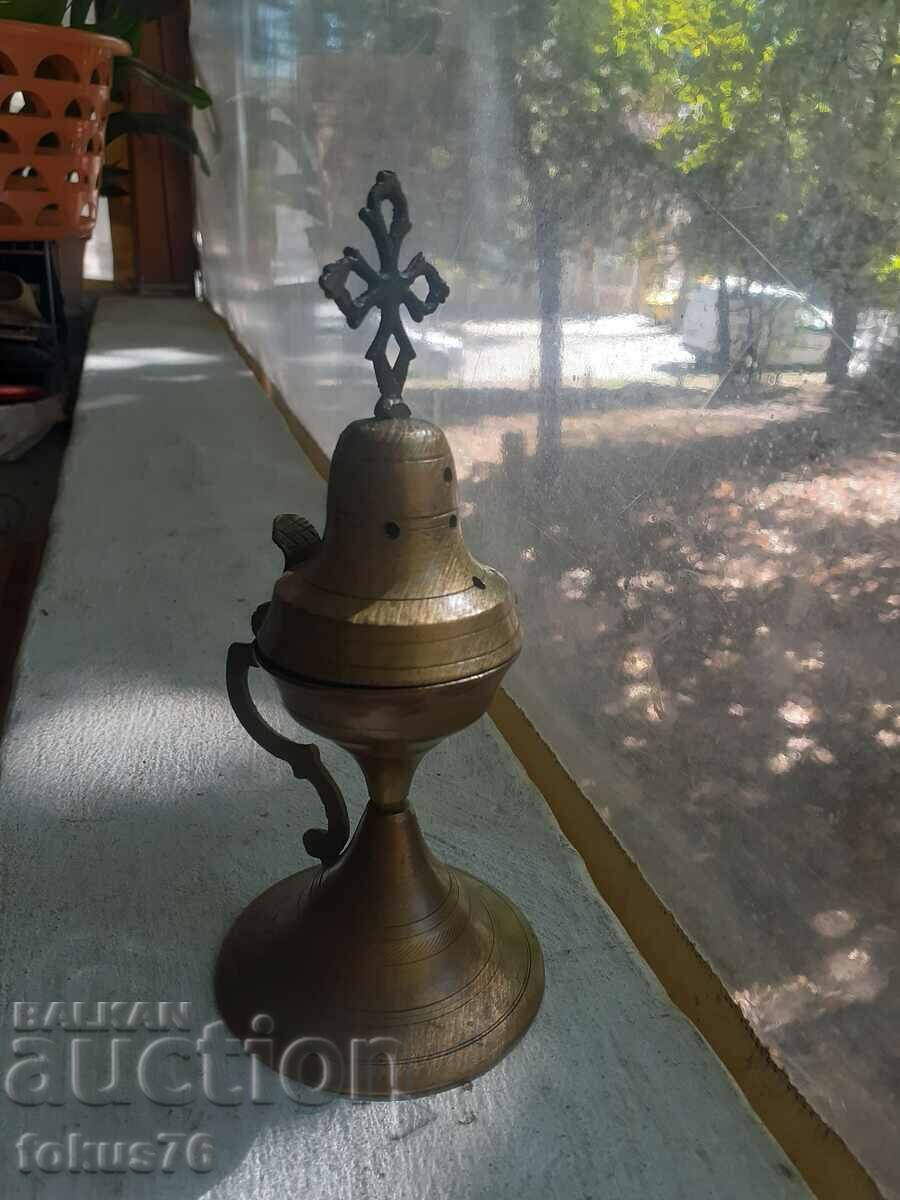 Lampă veche de cădelniță din bronz N1