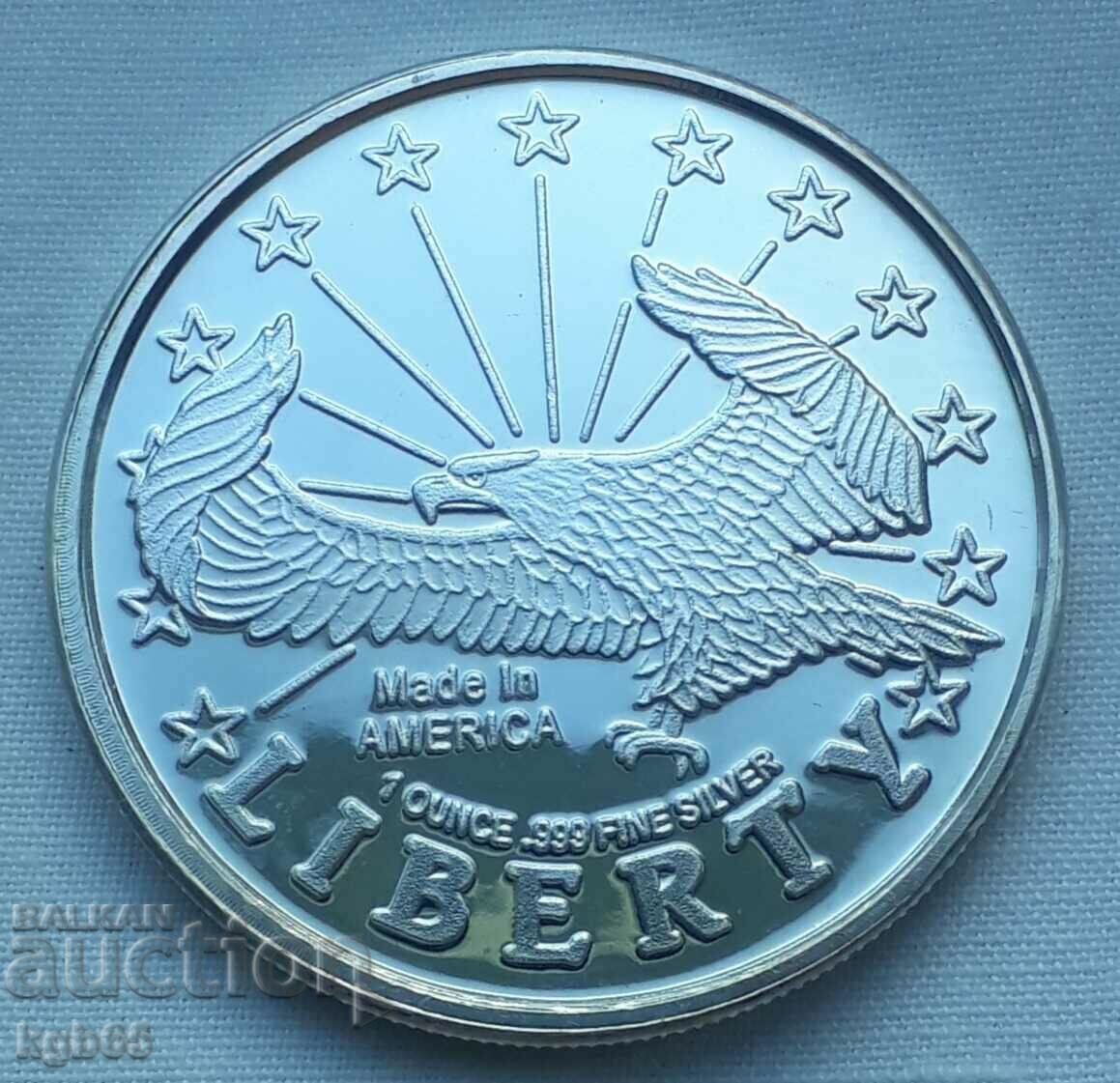 Silver ounce. 1 oz silver.