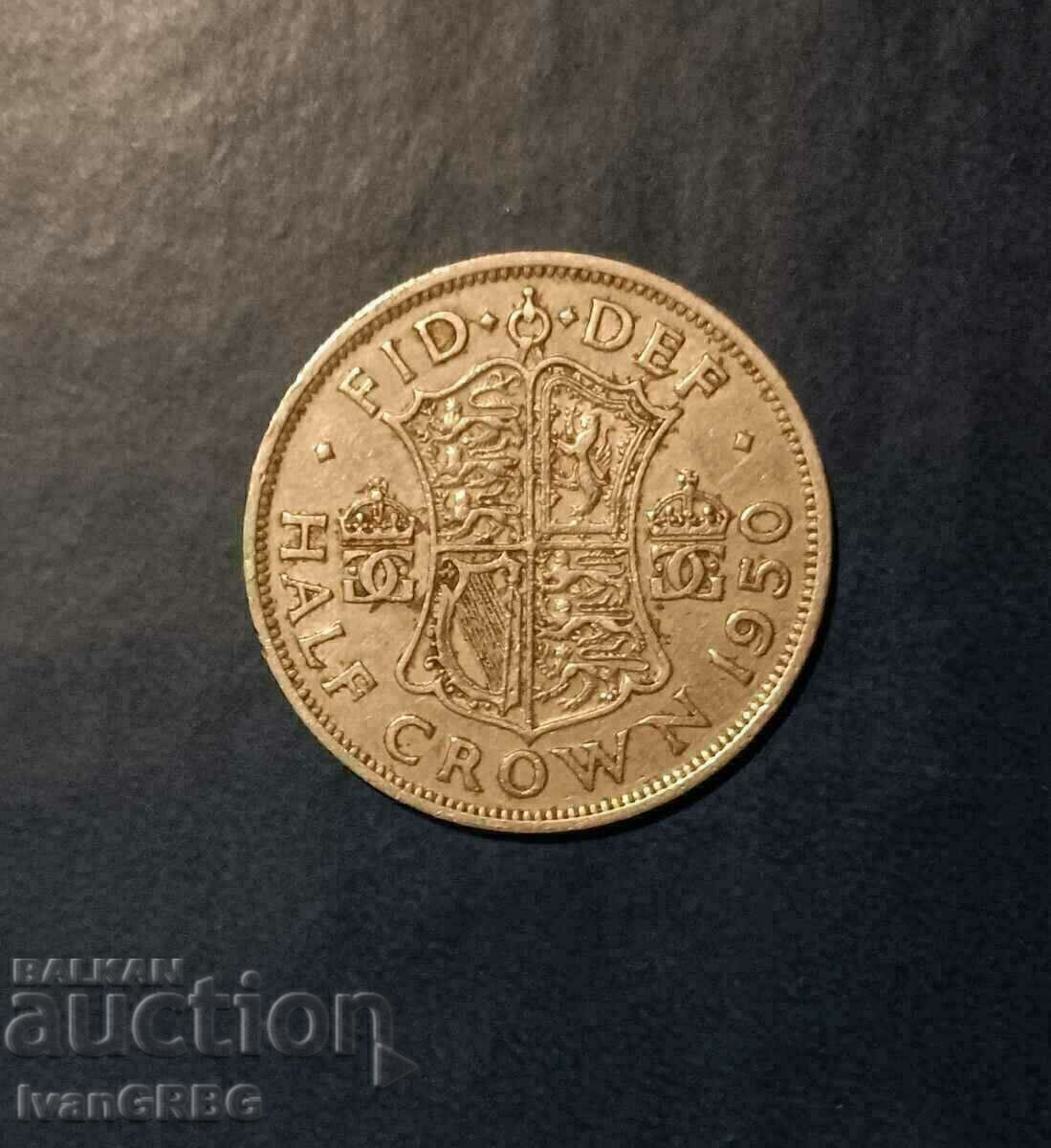 1/2 coroană Marea Britanie 1950 Regele George al VI-lea SEMI COROANĂ