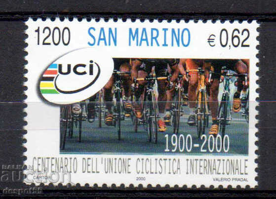 2000. San Marino. 100 years of the International Cycling Union