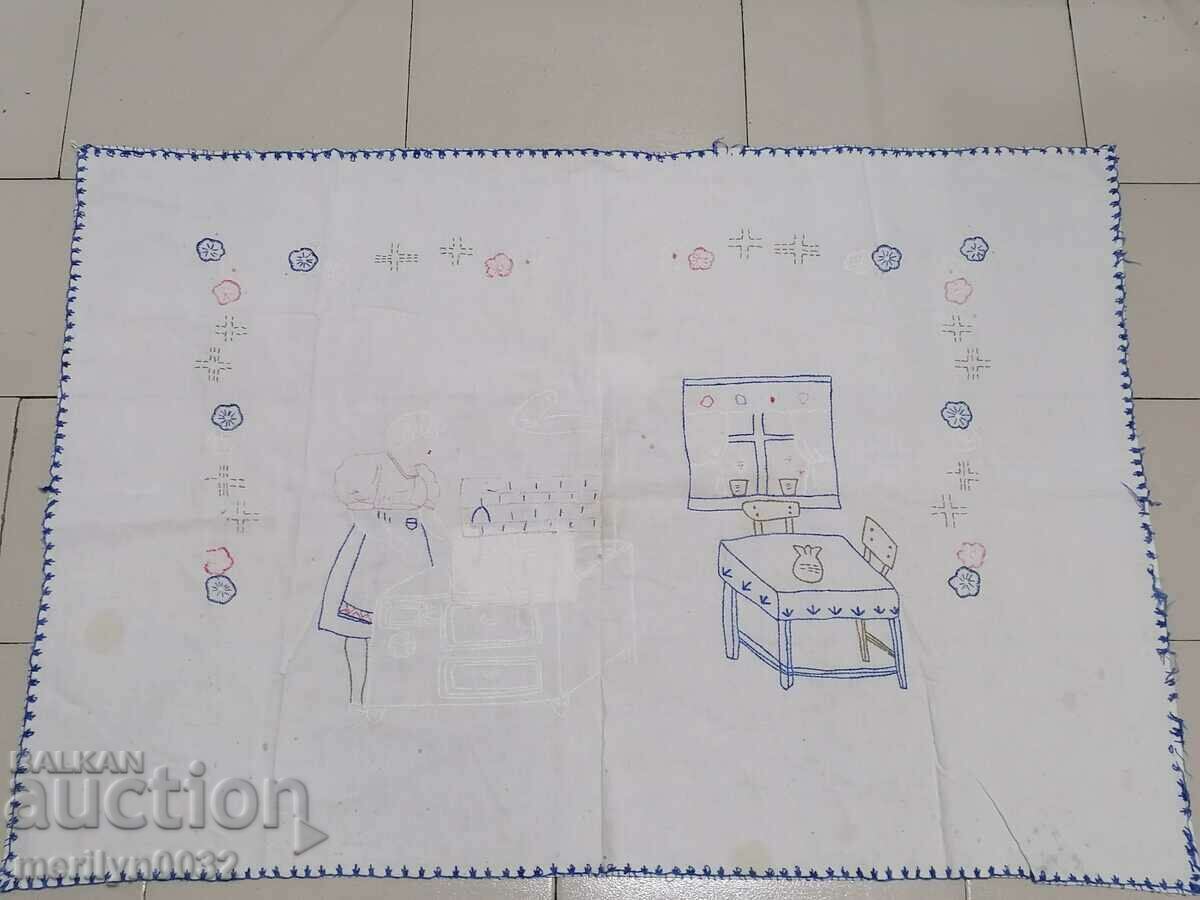 Old embroidered cloth tablecloth Bulgarian embroidery carpet with price 38.00 BGN | € 19.43 Old embroidered cloth tablecloth Bulgarian embroidery carpet with price 38.00 BGN | € 19.43