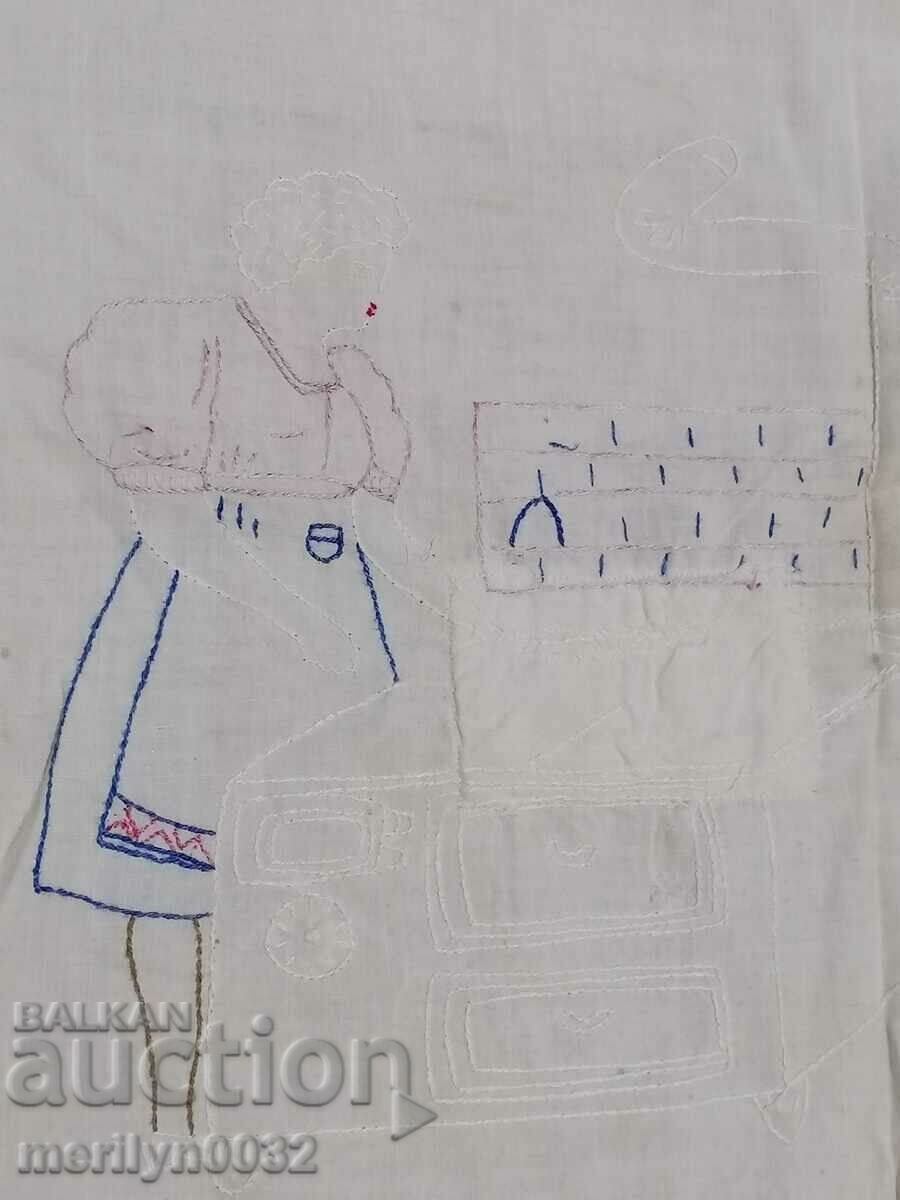 Auction Old embroidered cloth tablecloth Bulgarian embroidery carpet Auction Old embroidered cloth tablecloth Bulgarian embroidery carpet