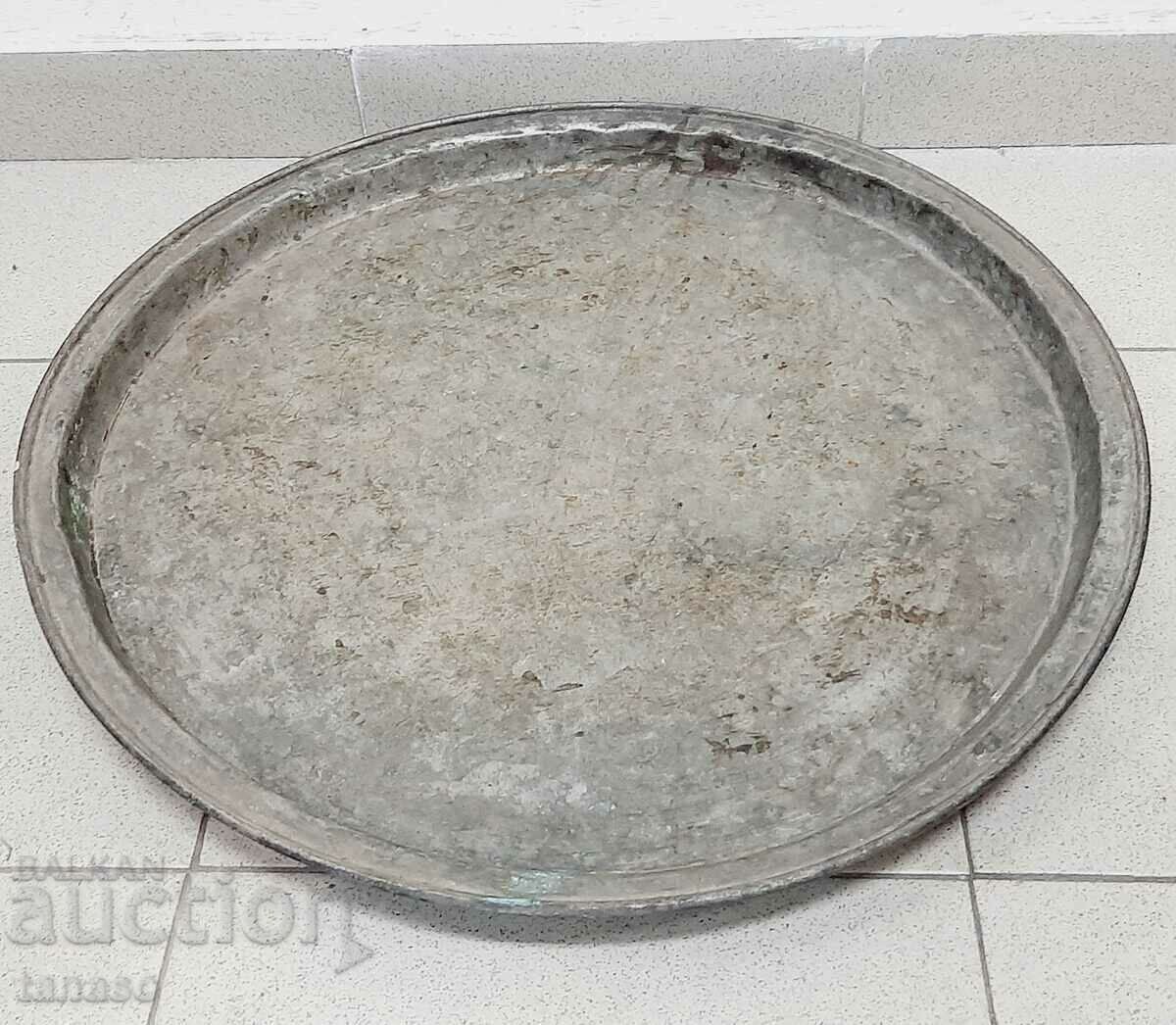 Tavă mare de plăcintă din cupru antic (10,5)