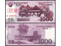 ❤️ ⭐ Coreea de Nord 2008 1000 Won Specimen Specimen UNC ⭐ ❤️