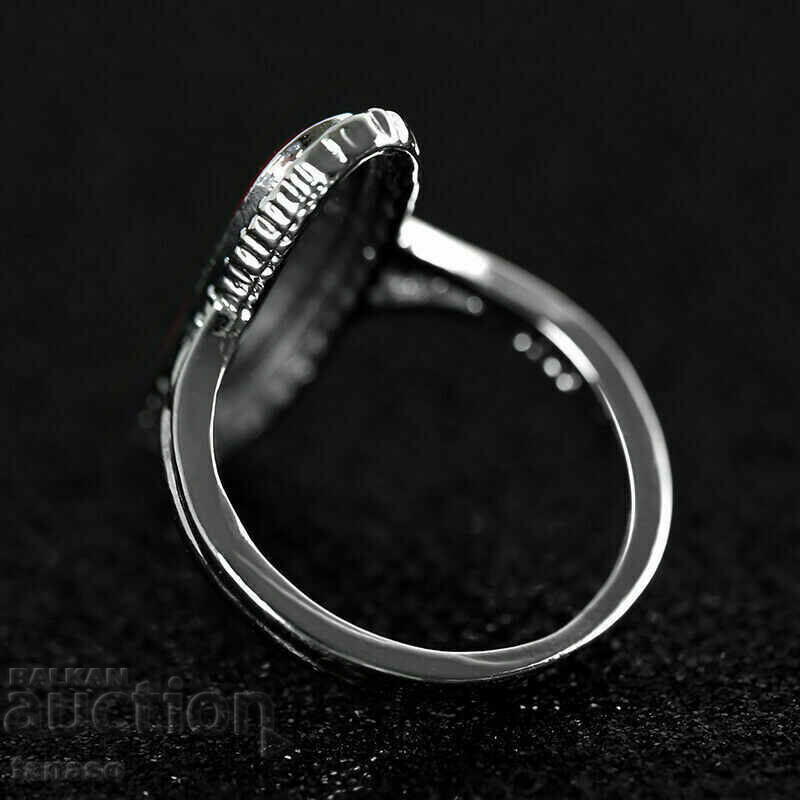 Auction Silver-plated red turquoise ring Auction Silver-plated red turquoise ring