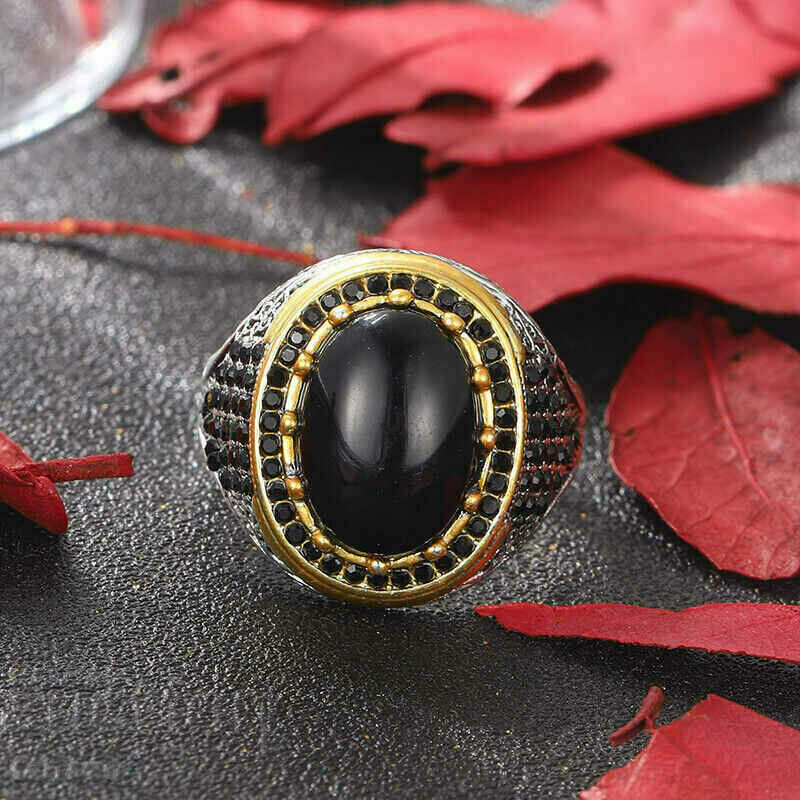 Livrarea Inel barbatesc cu onix, placat cu argint Livrarea Inel barbatesc cu onix, placat cu argint