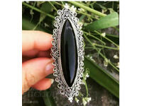 Large onyx ring, silver plated