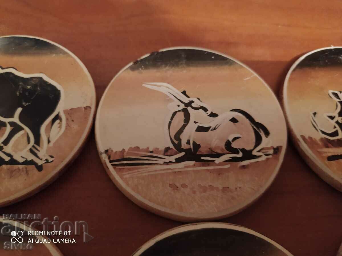 Auction  Coasters African animals ceramics