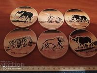 Coasters African animals ceramics