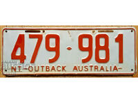 Australian registration number Plate NORTHERN TERRITORY