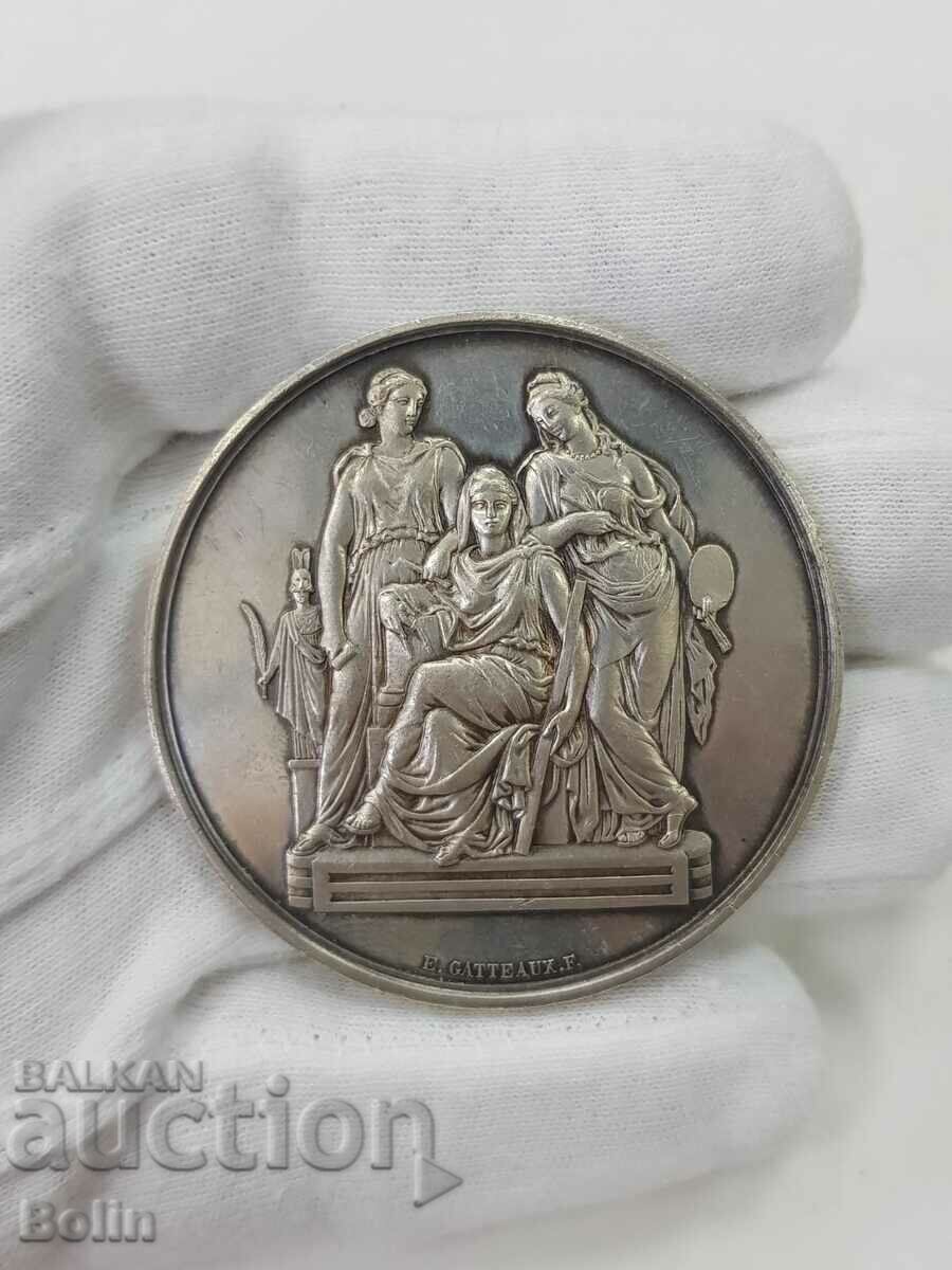 Rare French silver table medal 1905-1906 89 gr. with price 360.00 BGN | € 184.07
