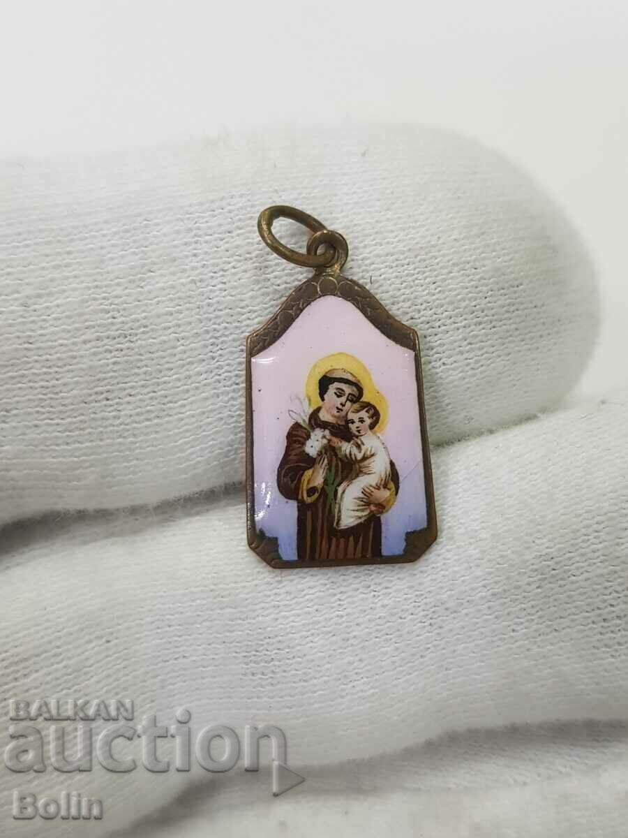 Auction  Rare bronze painted medallion with St. Styled 19-20 c.