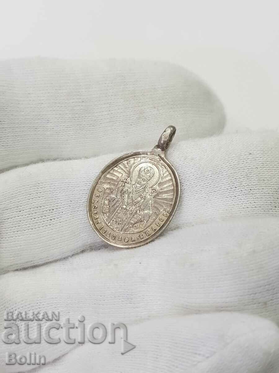 Rare Russian Czar small silver icon 84 proof - 7