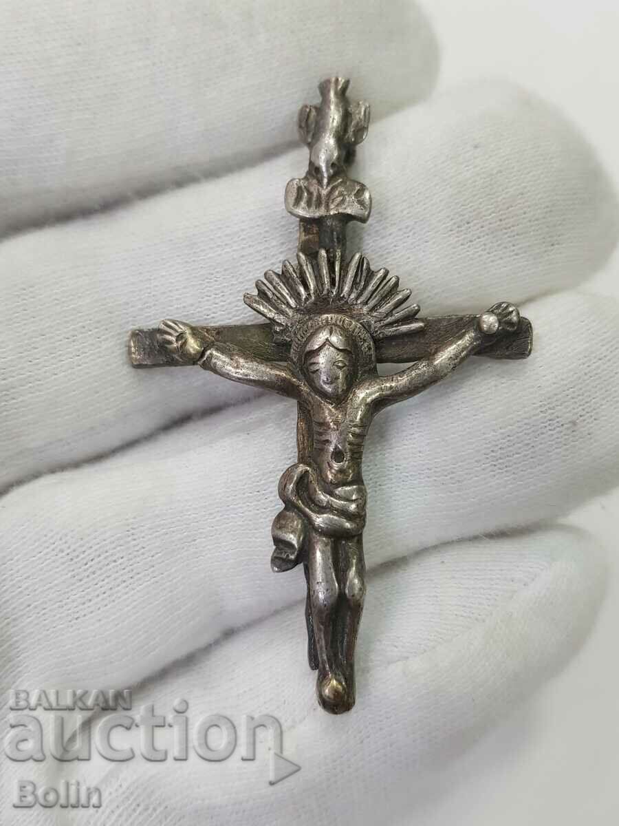 Crucea timpurie de argint Iisus Hristos - Răstignire 18-19 c.