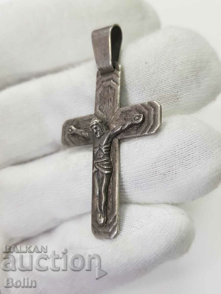 Delivery of Old silver male cross with Jesus Christ - Crucifixion