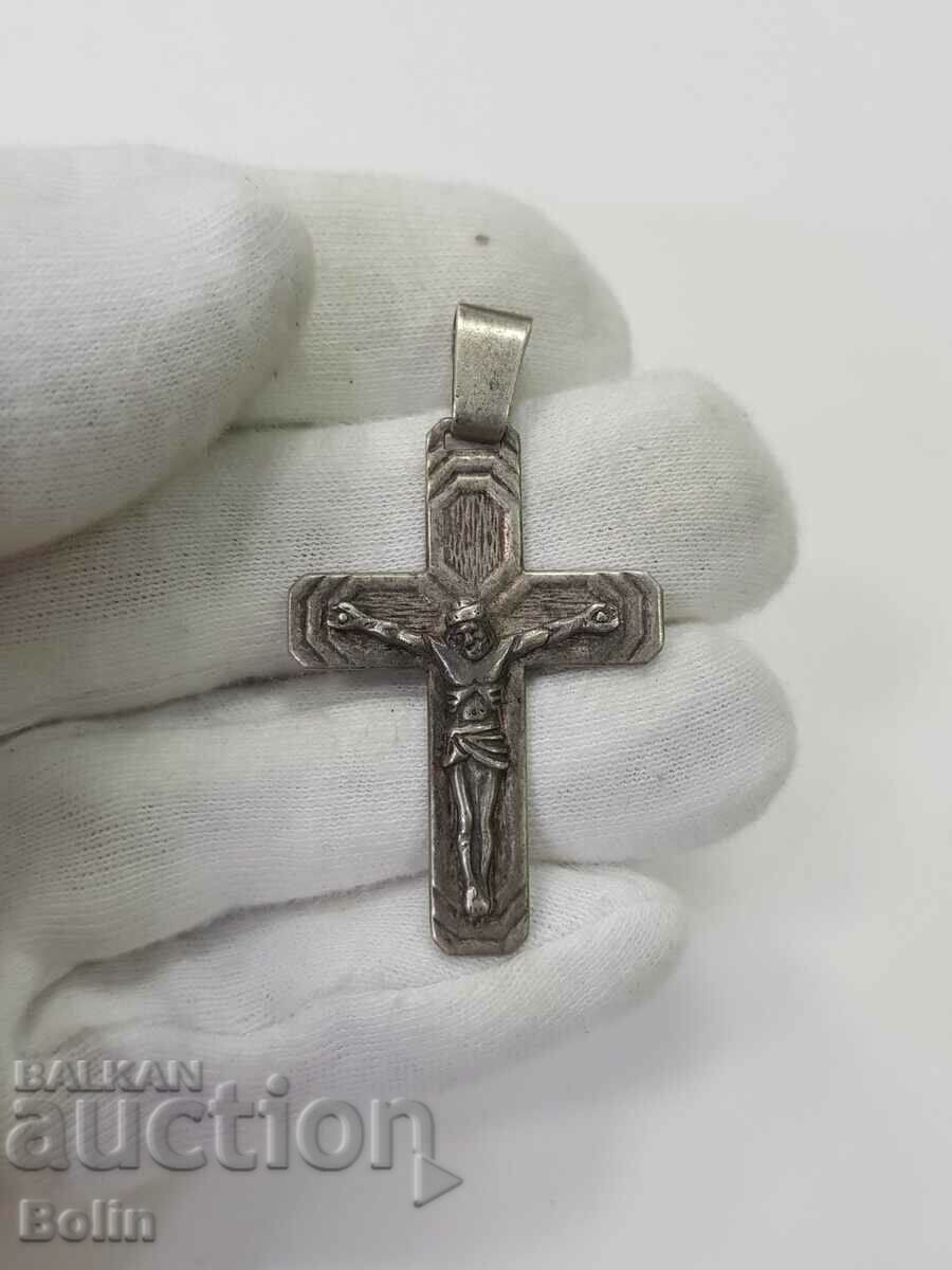 Old silver male cross with Jesus Christ - Crucifixion - 6 Old silver male cross with Jesus Christ - Crucifixion - 6