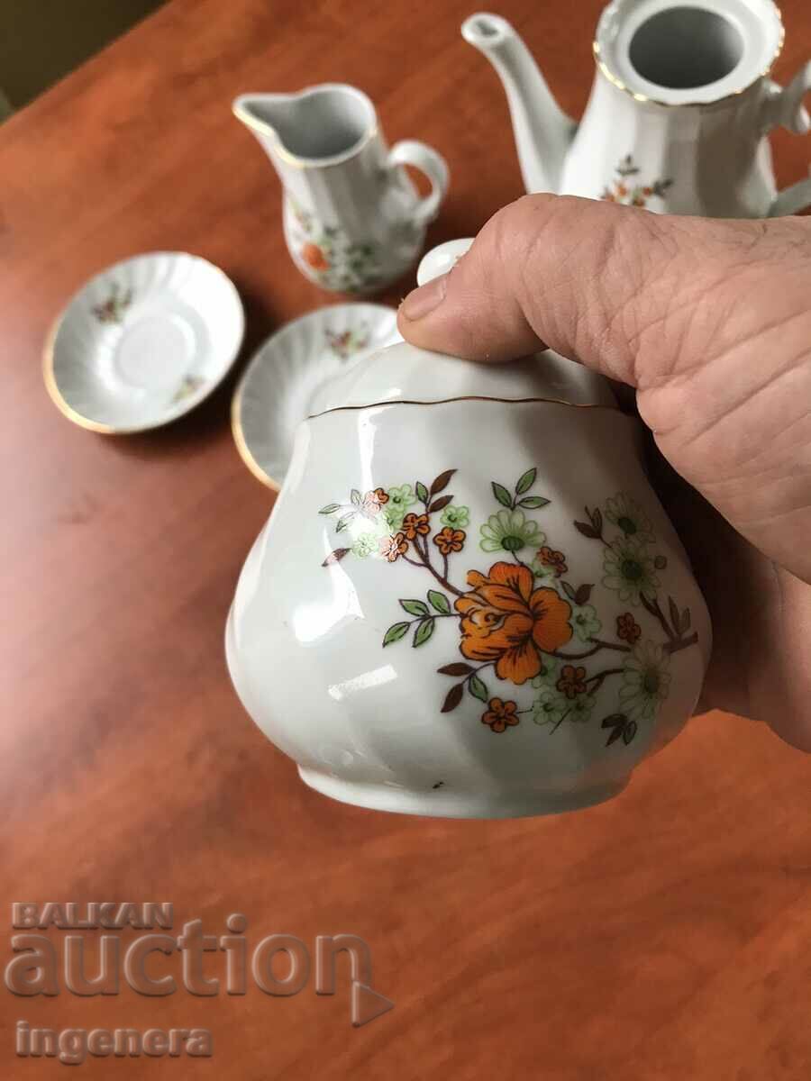 PORCELAIN JUG SUGAR BOWL MILK DISH DISHES-BULGARIA - 6 PORCELAIN JUG SUGAR BOWL MILK DISH DISHES-BULGARIA - 6