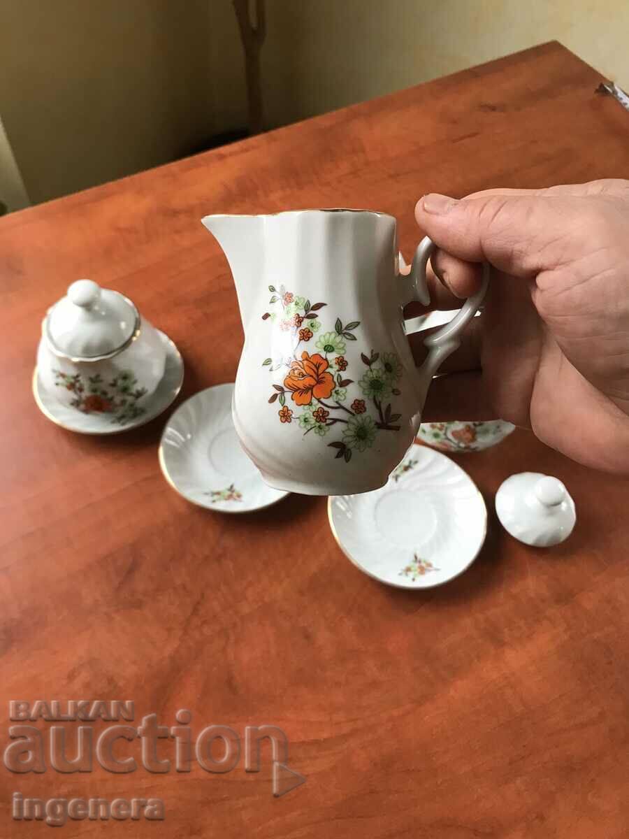 PORCELAIN JUG SUGAR BOWL MILK DISH DISHES-BULGARIA - 7 PORCELAIN JUG SUGAR BOWL MILK DISH DISHES-BULGARIA - 7