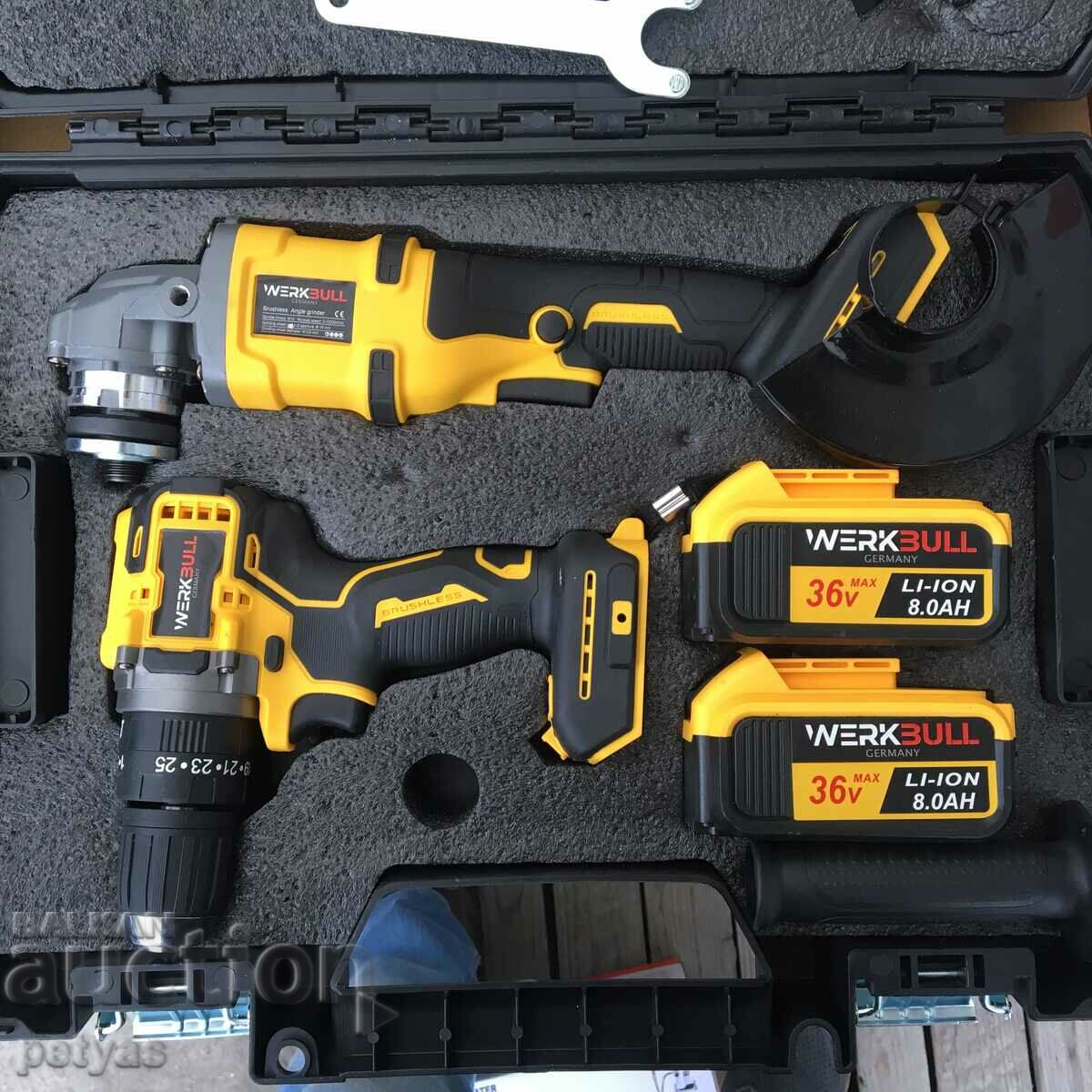 German cordless impact driver and brushless angle grinder W
