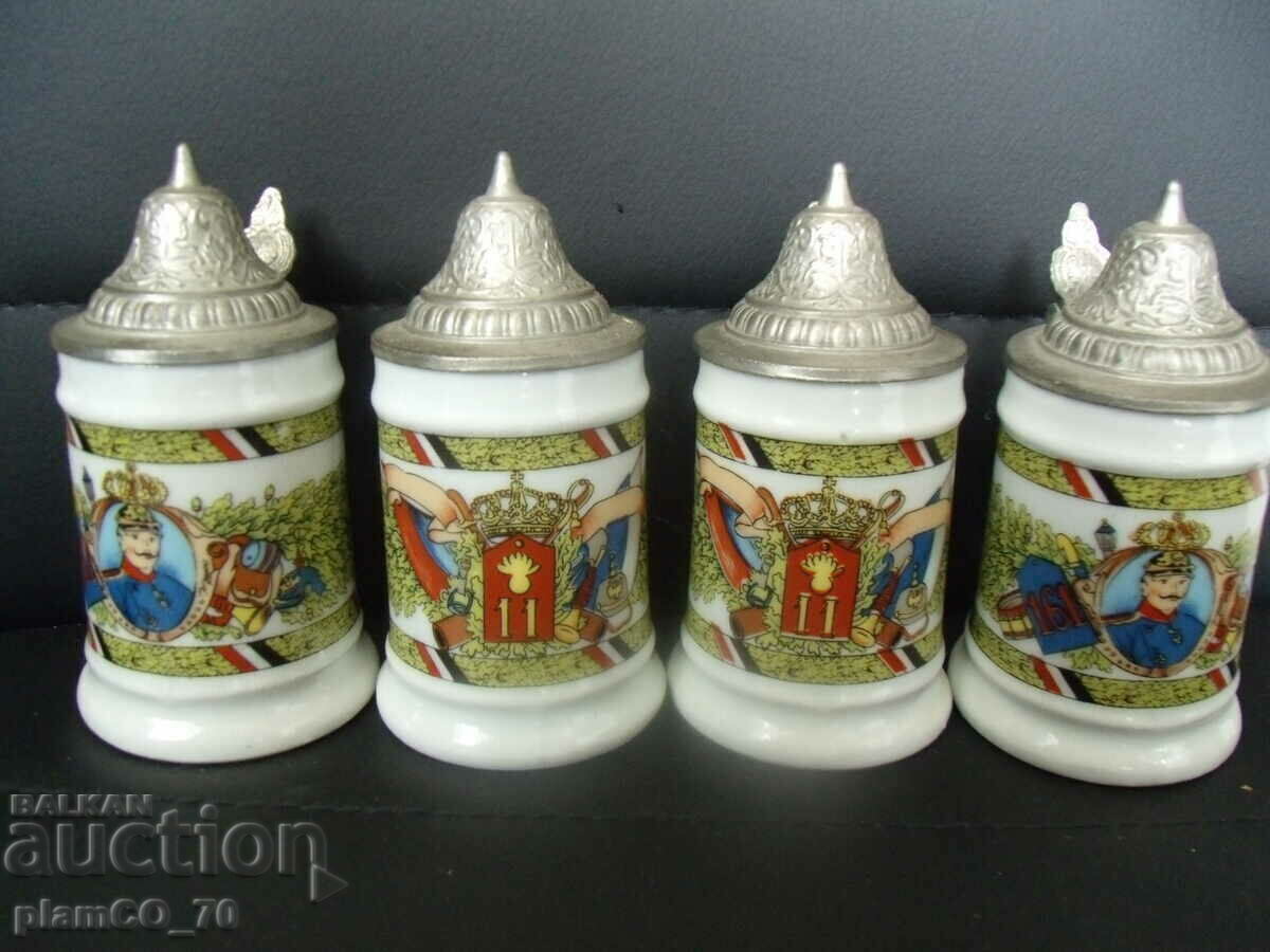 No.*7145 four old small china mugs - 6