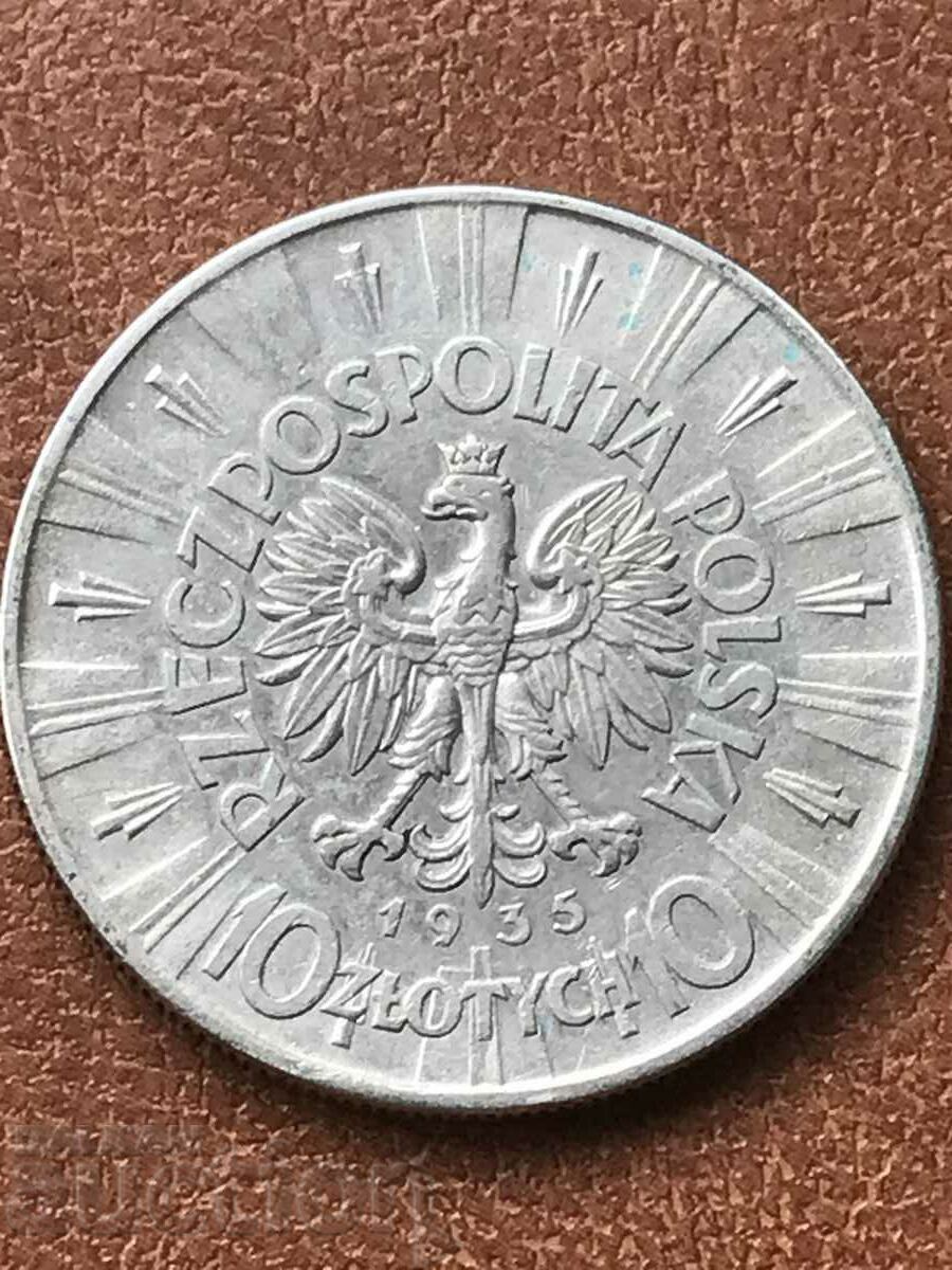 Poland 10 zlotys 1935 Pilsudski silver