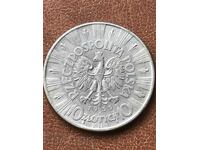 Poland 10 zlotys 1935 Pilsudski silver