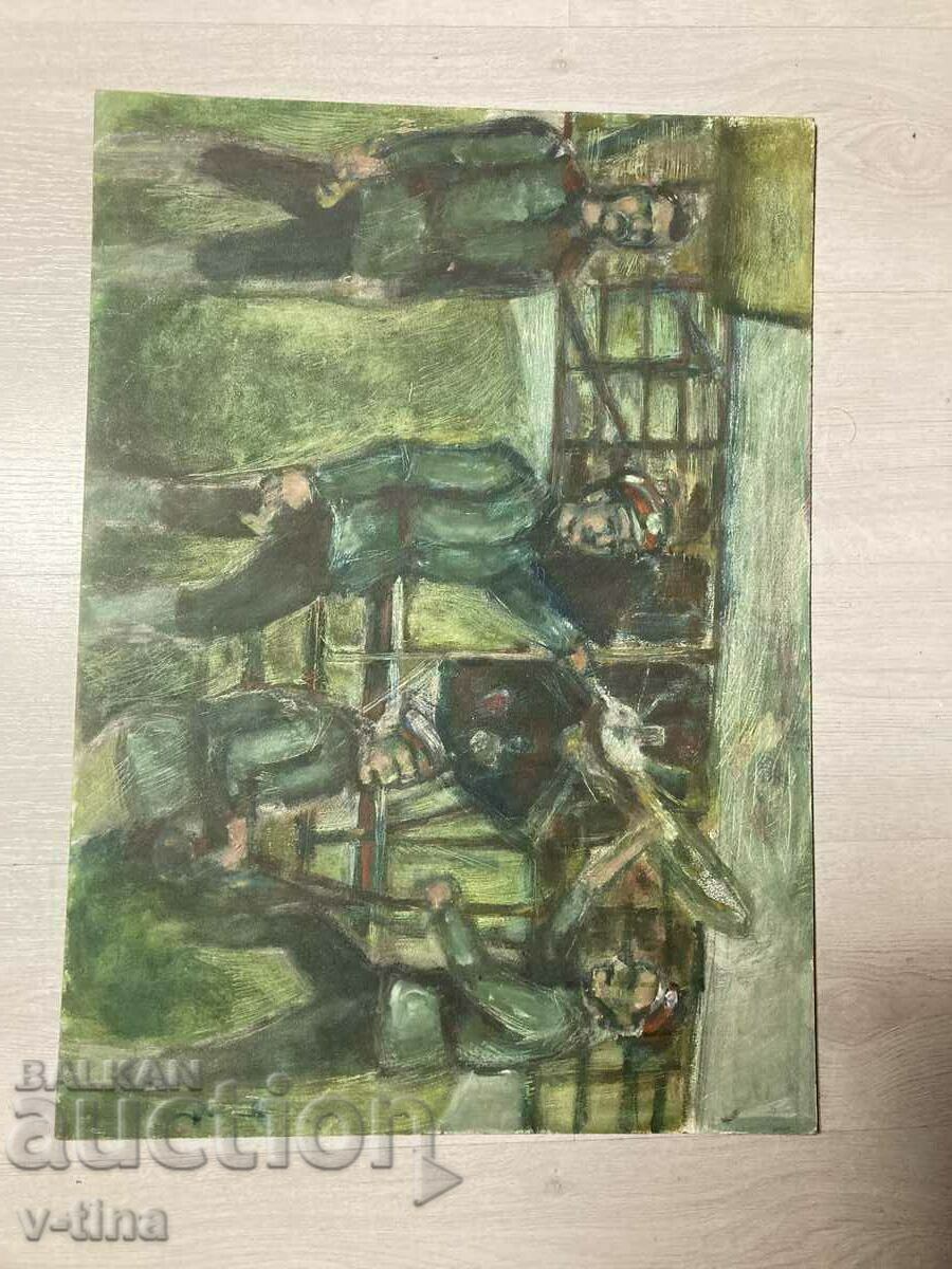 Παλιά ζωγραφισμένη εικόνα βασιλικό πολεμικό τουφέκι στρατιωτών