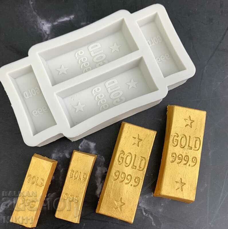 Mold din silicon Aur, lingot de aur, decor fondant