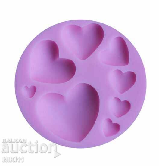 Silicone mold 8 hearts, heart cake decoration, fondant with price 9.00 BGN | € 4.60 Silicone mold 8 hearts, heart cake decoration, fondant with price 9.00 BGN | € 4.60