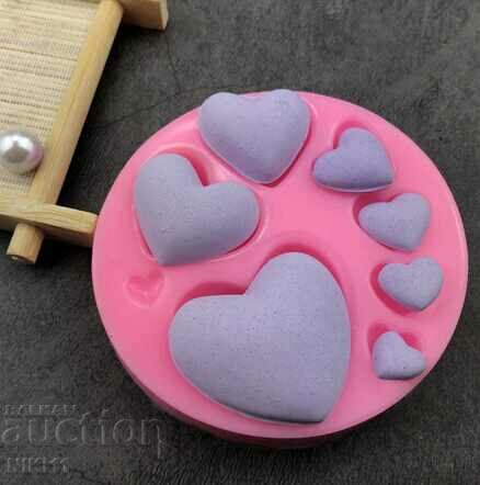 Auction Silicone mold 8 hearts, heart cake decoration, fondant Auction Silicone mold 8 hearts, heart cake decoration, fondant