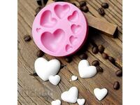 Silicone mold 8 hearts, heart cake decoration, fondant