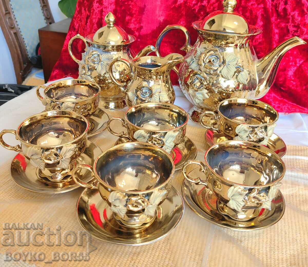 Πανέμορφο σετ τσαγιού αντίκες επίχρυσο πορσελάνη - 7 Πανέμορφο σετ τσαγιού αντίκες επίχρυσο πορσελάνη - 7