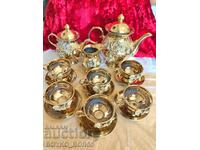 Set de ceai superb din porțelan aurit antic