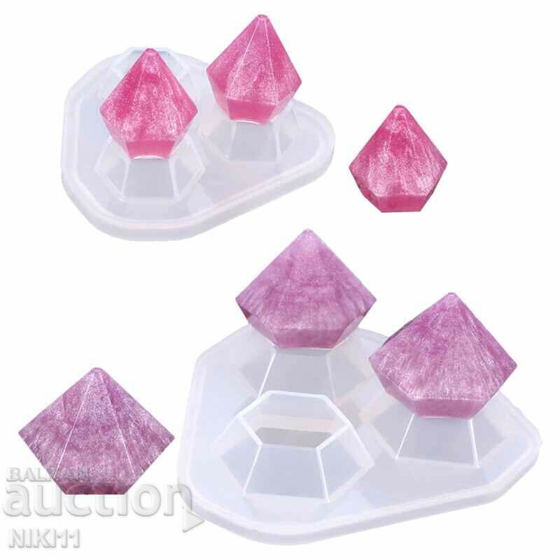 Silicone mold 3 Diamonds, precious stones, Diamond with price 6.00 BGN | € 3.07 Silicone mold 3 Diamonds, precious stones, Diamond with price 6.00 BGN | € 3.07