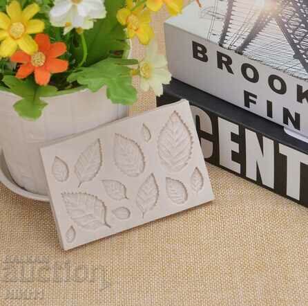 Silicone mold 12 sheets, sheet, fondant, decoration fondant with price 9.00 BGN | € 4.60 Silicone mold 12 sheets, sheet, fondant, decoration fondant with price 9.00 BGN | € 4.60