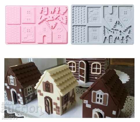 Силиконов молд 3D къща , декорация на торта фондан шоколад