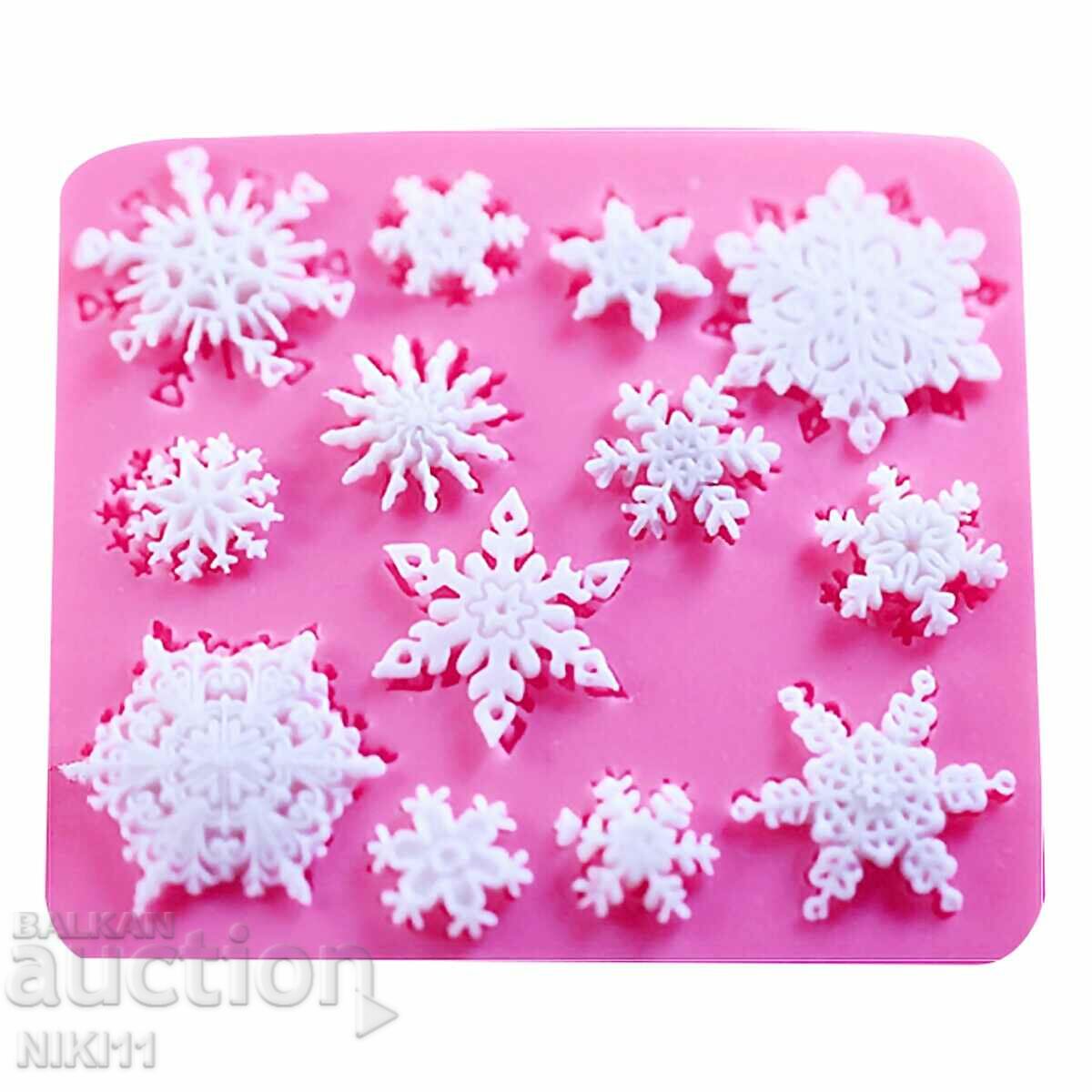 Silicone mold 13 snowflakes, snowflake decoration fondant