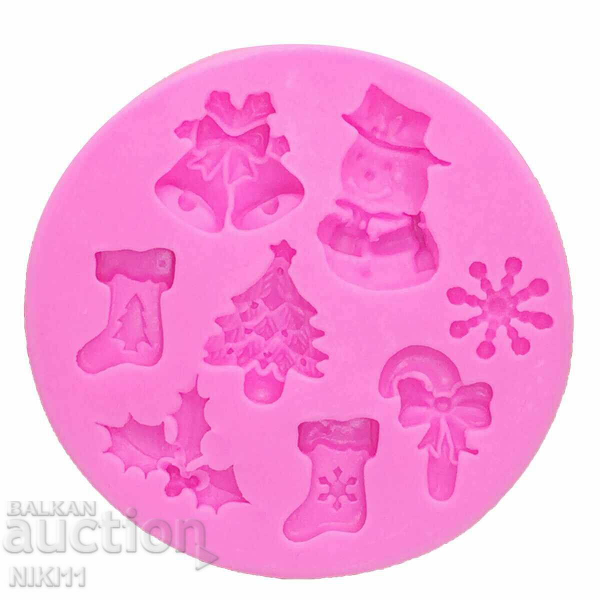 Silicone Christmas mold with snowflakes, snowman, tree with price 9.00 BGN | € 4.60 Silicone Christmas mold with snowflakes, snowman, tree with price 9.00 BGN | € 4.60