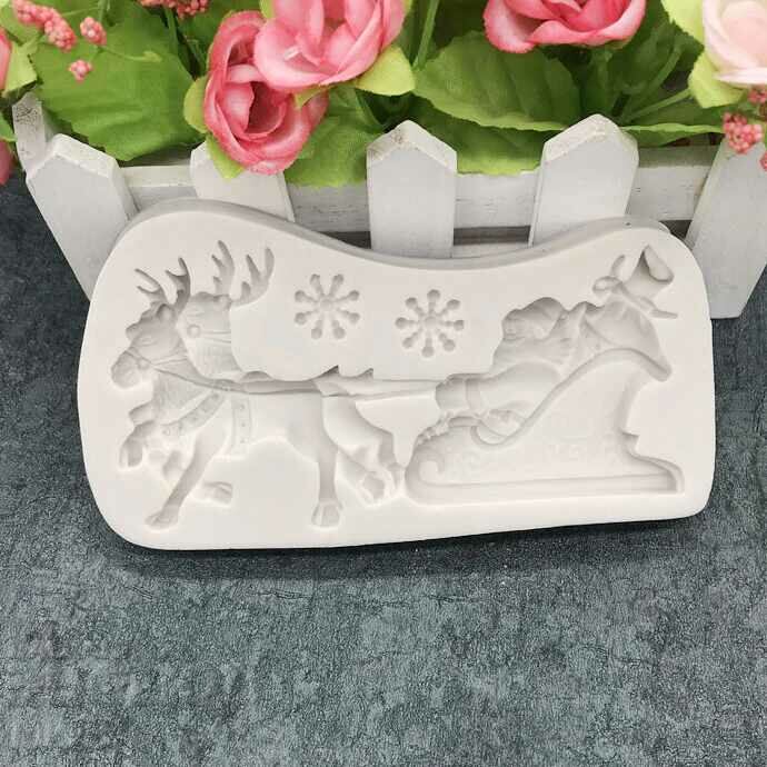 Silicone Mold Santa Claus with deer, sleigh and snowflakes with price 10.00 BGN | € 5.11