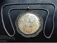 Сребърна 84 Царска Русия 1890 нагръдна Икона панагия кръст